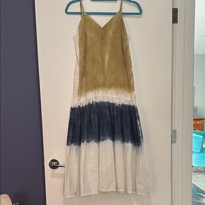 Sea New York Sand, Navy & White Tie-Dye Slip Midi Dress size 2